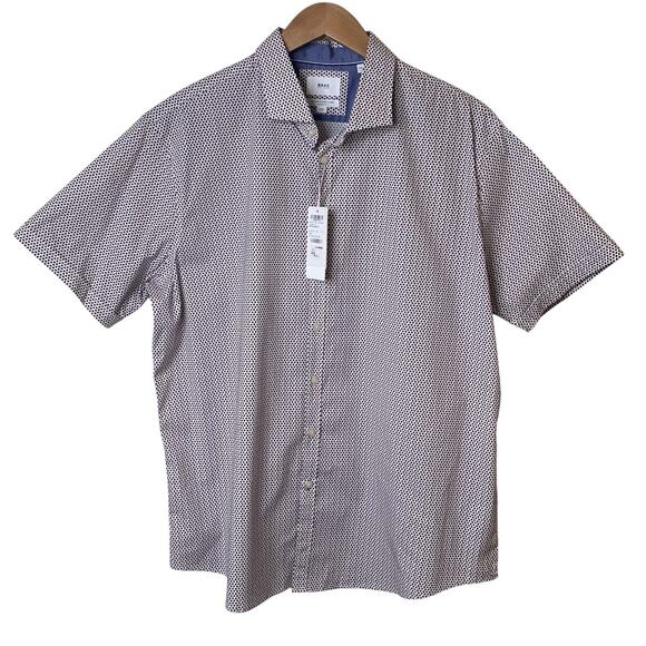Brax Mens XXL Modern Fit Hi-Flex Easy Care Button Up Shirt Short Sleeve Stretch - Picture 1 of 8
